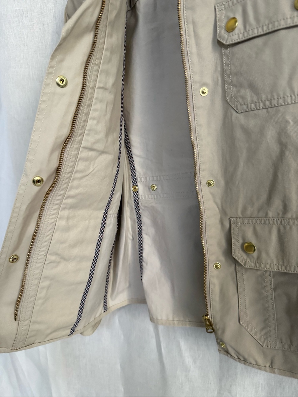 J.Crew Downtown Field Jacket XXS Khaki Beige Waxed Cotton Utility Safari Coat - Picture 10 of 13